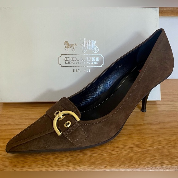 COACH Brown Suede Pointed Toe Pumps, Size 10B - Picture 2 of 13